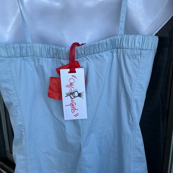 PATRIZIA PEPE women's spaghetti strap top sky blue frill made in Italy size S - Picture 2 of 5